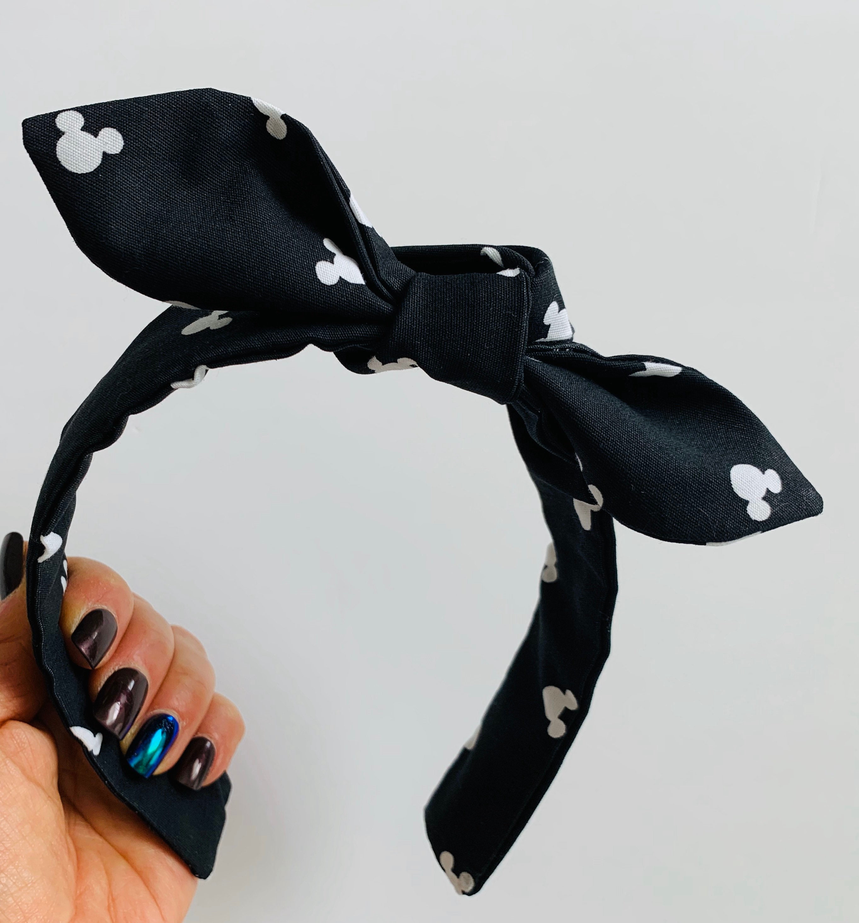 Black Mickey Mouse head logo top knot Headband, hair accessory, Micke…