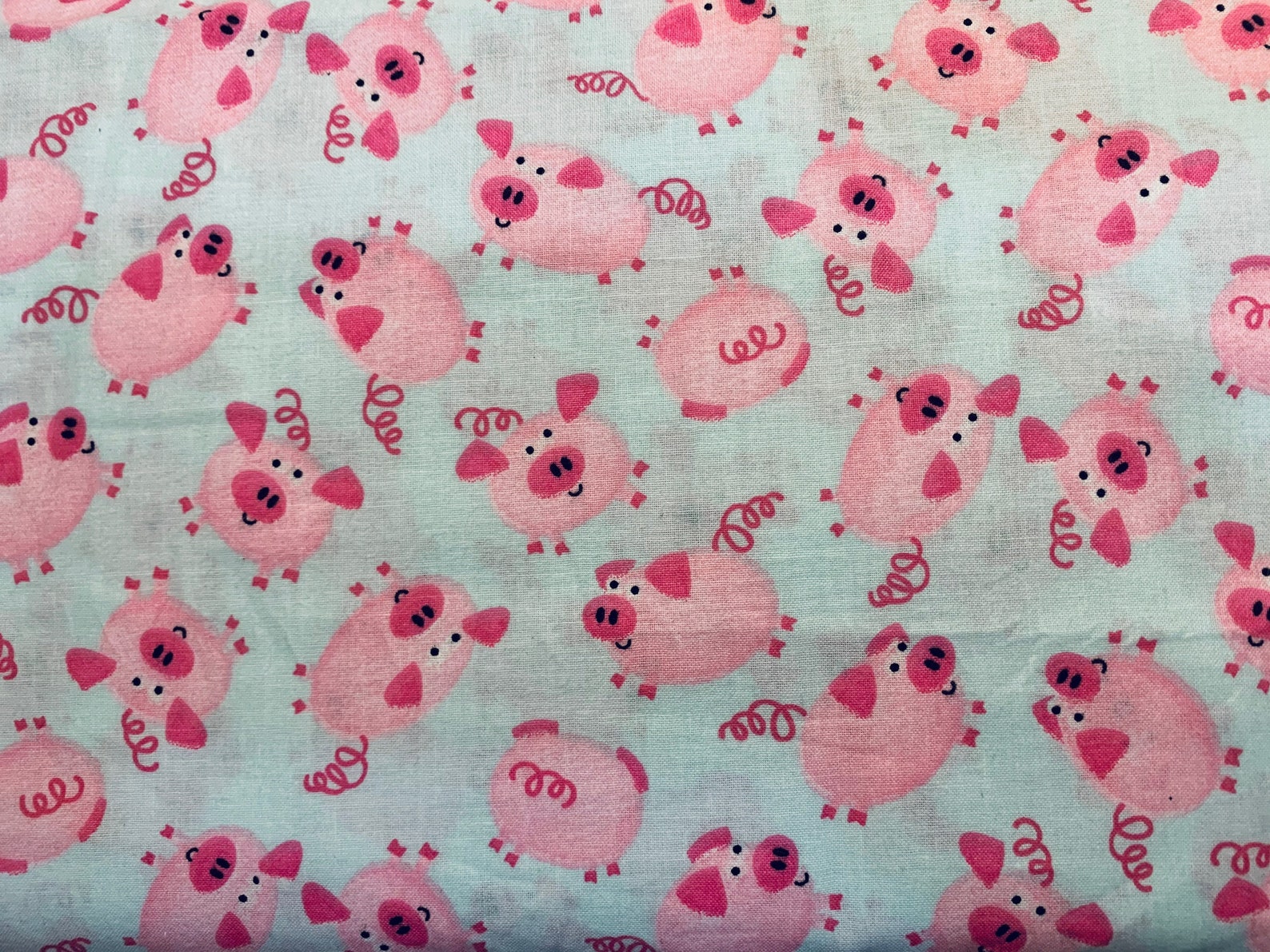 Pink pig fabric piggy fabric pig fabric country farm Etsy
