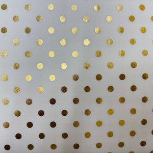 Metallic gold polka dot fabric, modern fabric, polka dot fabric, white fabric, cotton fabric