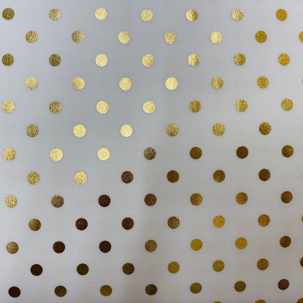 Gold Metallic Polka Dot Fabric Etsy