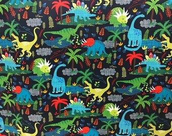 Dinosaur fabric, dino fabric, cotton fabric, dinosaur, archaeology, science