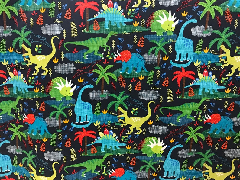 Dinosaur fabric dino fabric cotton fabric dinosaur Etsy