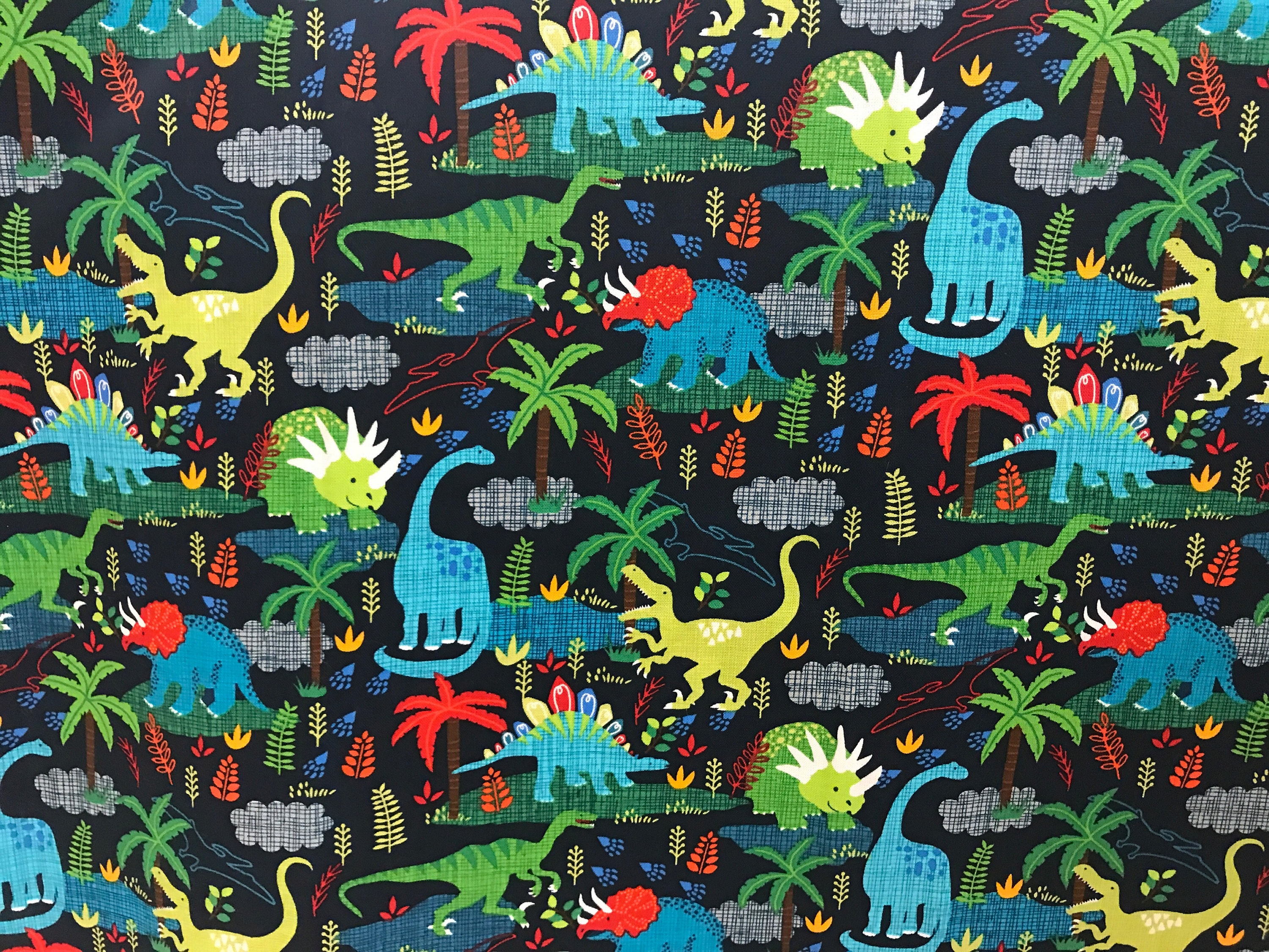 Dinosaur fabric dino fabric cotton fabric dinosaur Etsy