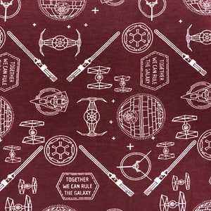 Star Wars icons knit fabric, movie fabric, spaceship fabric, Licensed fabric, Star Wars fabric, Death Star fabric, 2 way stretch