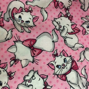 Disney Aristocats Pink Marie Fabric featuring the darling Marie, pink fabric, Disney fabric, cat fabric, girl fabric