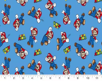 Nintendo Character fabric, Nintendo Fabric, Mario Bros fabric, licensed fabric, gamer fabric