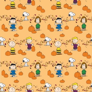 Peanuts Charlie Brown Pumpkin patch Halloween fabric, trick or treat Halloween fabric, cartoon fabric, holiday fabric, Snoopy fabric