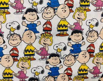 Peanuts Gang Charlie Brown Snoopy & Woodstock Fabric, licensed fabric, Snoopy fabric, Charlie Brown fabric