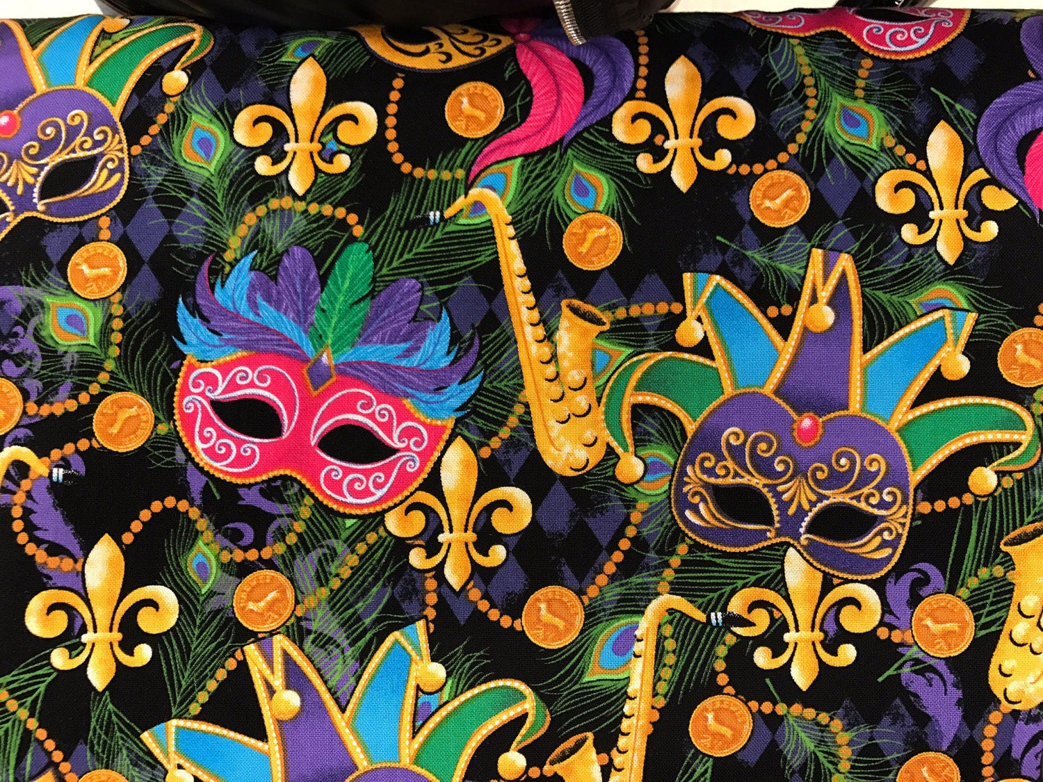 Mardi Gras Masks Cotton Calico Fabric