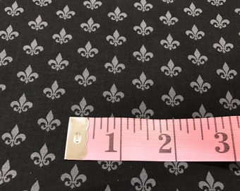 Black Mardi Gras fleur de lis fabric, New Orleans fabric, Fat Tuesday, carnival fabric, fleur de lis