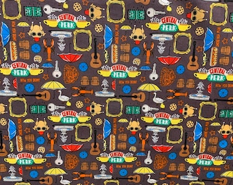 Friends Forever TV Show fabric, Sitcom Fabric, novelty fabric, Ross, Phoebe, Monica, Rachel, Joey & Chandler fabric, tv show fabric, Central