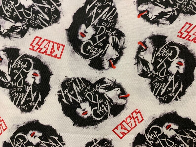 Kiss Well Drive You Crazy Rock Band Fabric White Fabric Etsy