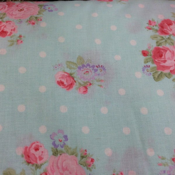 Light blue Shabby Chic style floral fabric, rose fabric, shabby fabric, cottage style, English style fabric, blue fabric