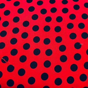 Large Red & black polka dot fabric, polka dot fabric, red fabric, cotton fabric