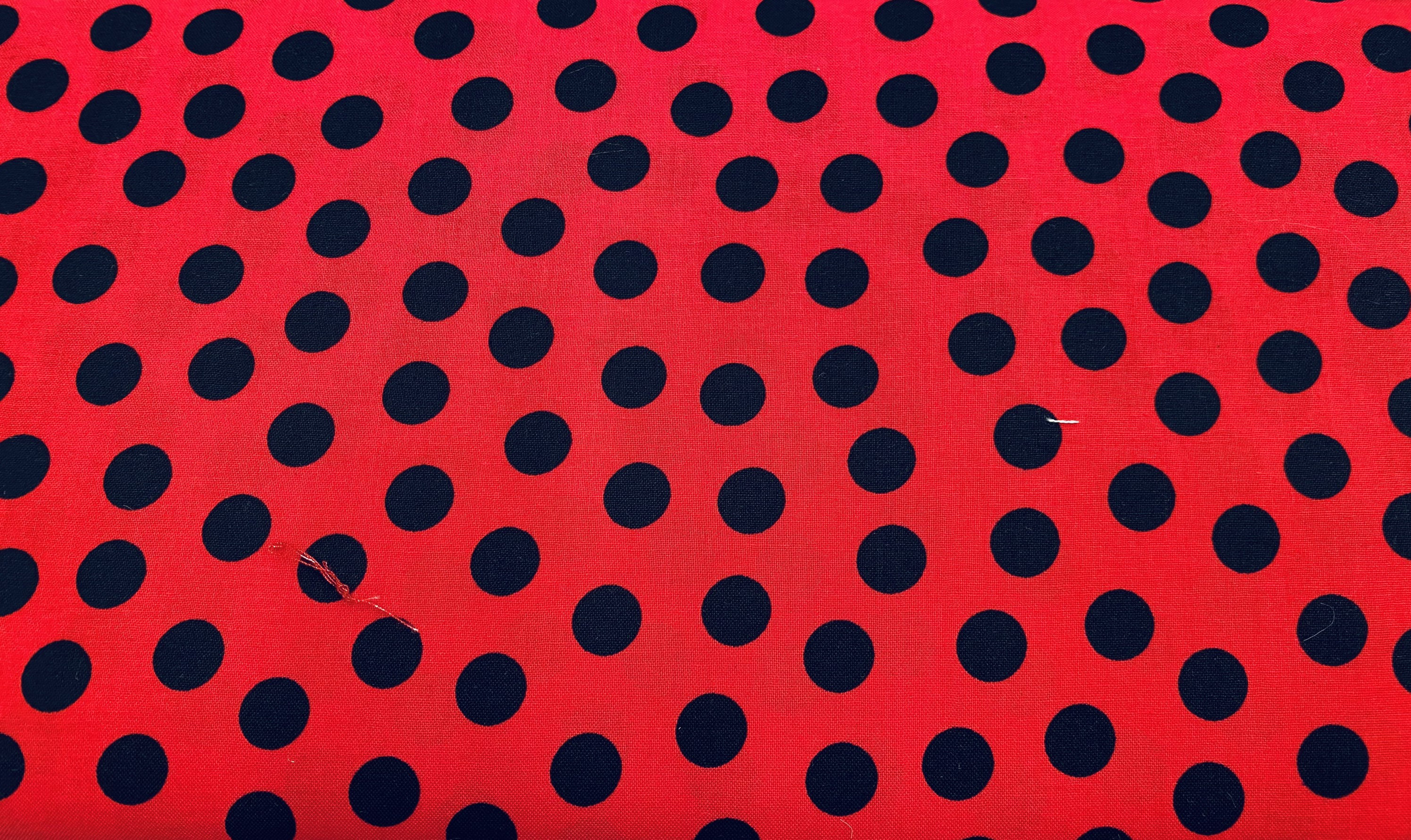 Large Red & black polka dot fabric, polka dot fabric, red fabric, cotton fabric