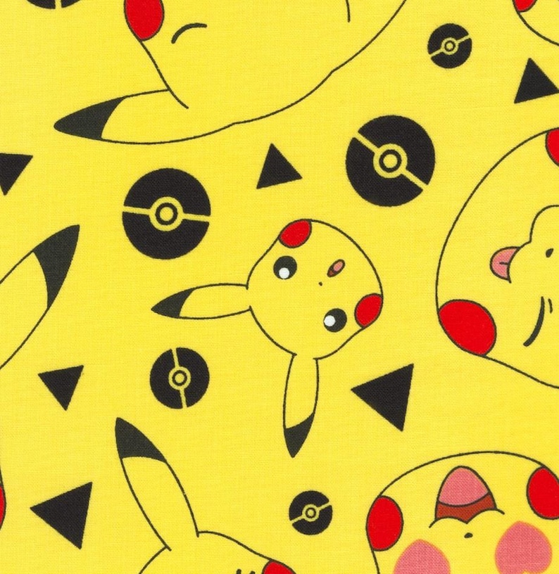 Triangle Pickachu Pokemon Pikachu Yellow Fabric, Geek Fabric, Cartoon Fabric, Gamer ...