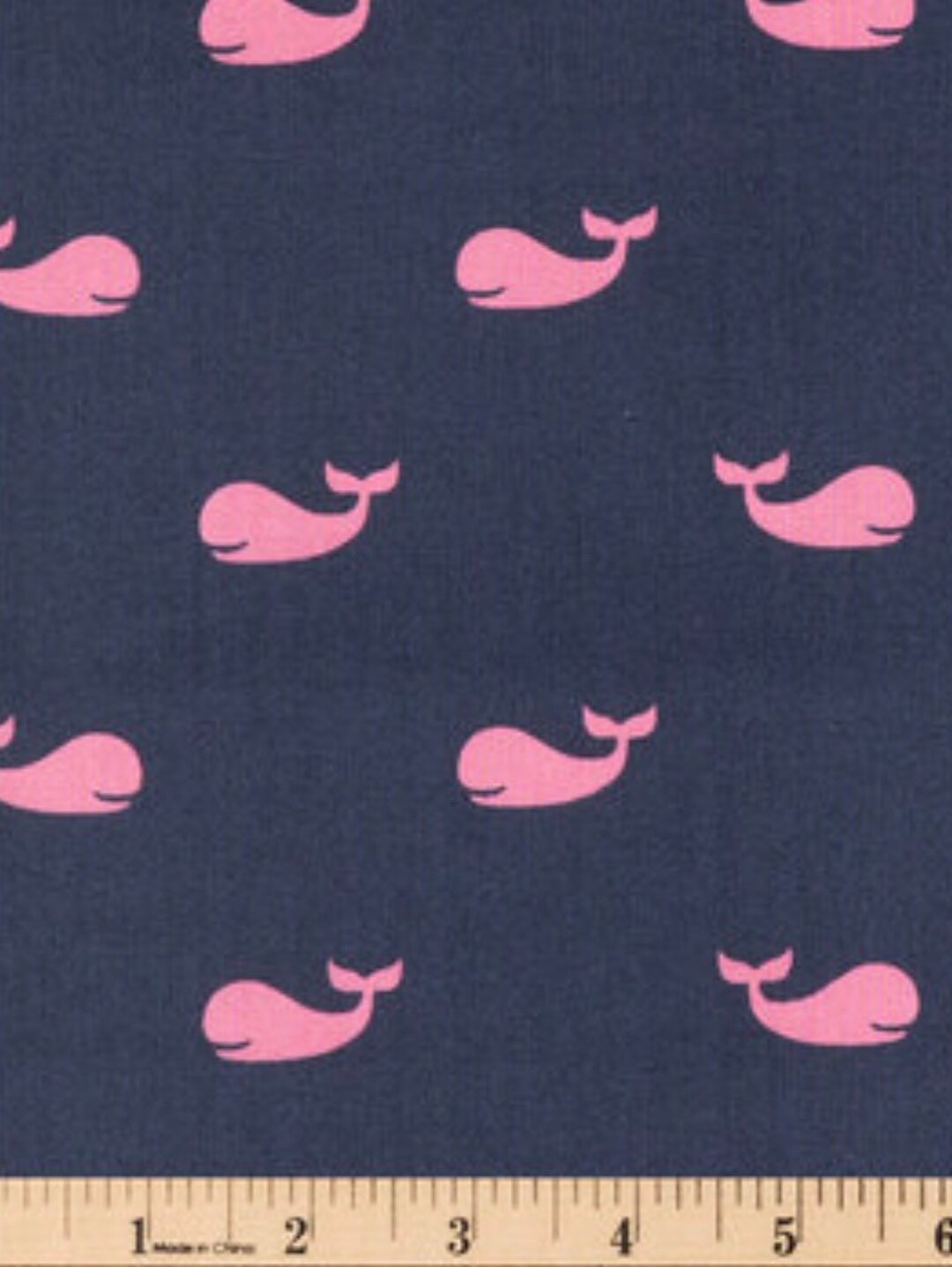 Pink Whales Fabric, Blue Background, Nautical Fabric, Baby, Ocean
