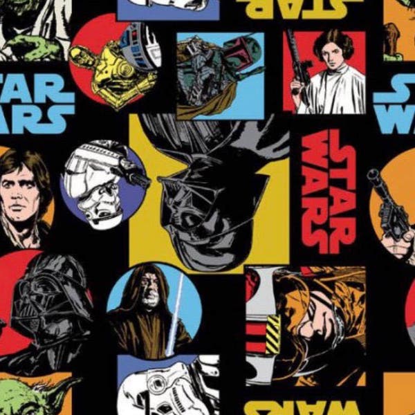 Star Wars Yoda, Chewbacca, Princess Leia, characters fabric, movie fabric, novelty fabric, Star Wars fabric