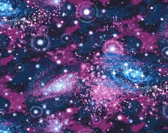 Purple glitter planets, outer space, solar system fabric, galaxy fabric, stars fabric, nebula fabric, Milky Way