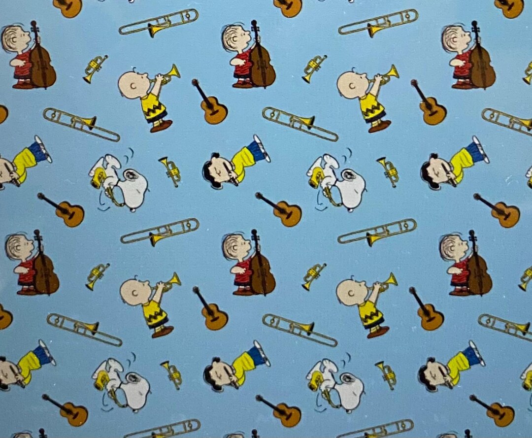 Peanuts Gang Charlie Brown & Snoopy Music Fabric, Licensed Fabric ...