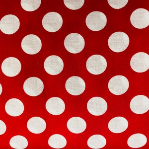 Minnie Mouse red and white large polka dot fabric, dot fabric, fabric, red fabric, Cotton fabric