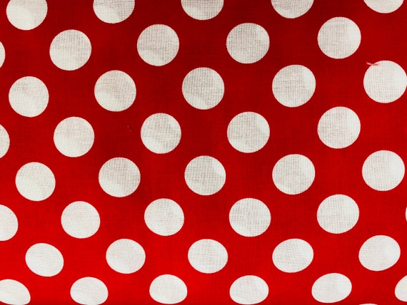 Minnie Mouse red and white large polka dot fabric, dot fabric, fabric, red fabric, Cotton fabric