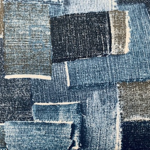 Fake faux denim fabric, woven cotton fabric, novelty fabric, blue fabric