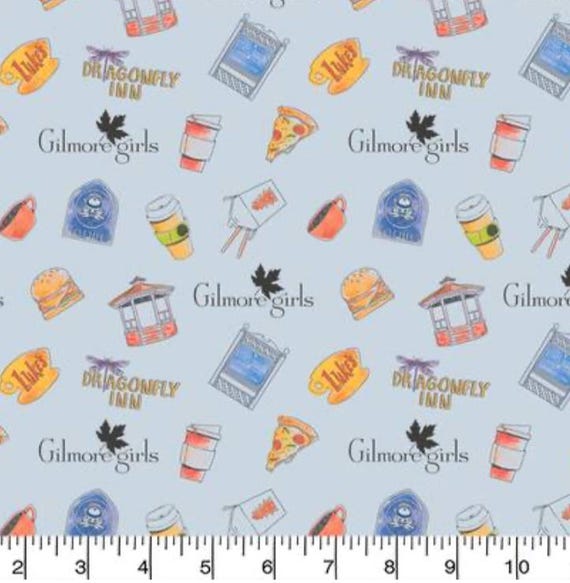 Gilmore Girls TV Show fabric, Fabric, licensed fabric, tv show fabric, Blue background