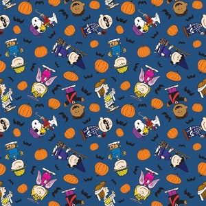 Peanuts Charlie Brown Halloween fabric, trick or treat Halloween fabric, cartoon fabric, holiday fabric, Snoopy Halloween fabric