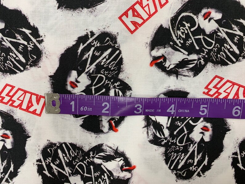 Kiss Well Drive You Crazy Rock Band Fabric White Fabric Etsy