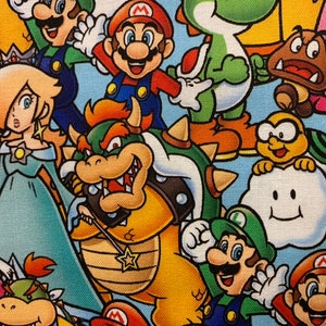 Nintendo Characters fabric, Nintendo Fabric, Mario Bros fabric, Princess Peach fabric, licensed fabric, gamer fabric