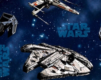 Star Wars Millennium Falcon Spaceships fabric, movie fabric, spaceship fabric, novelty fabric, Star Wars fabric