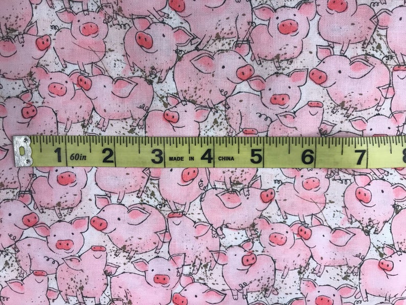 Pink Pig Fabric Piggy Fabric Pig Fabric Country Farm Etsy