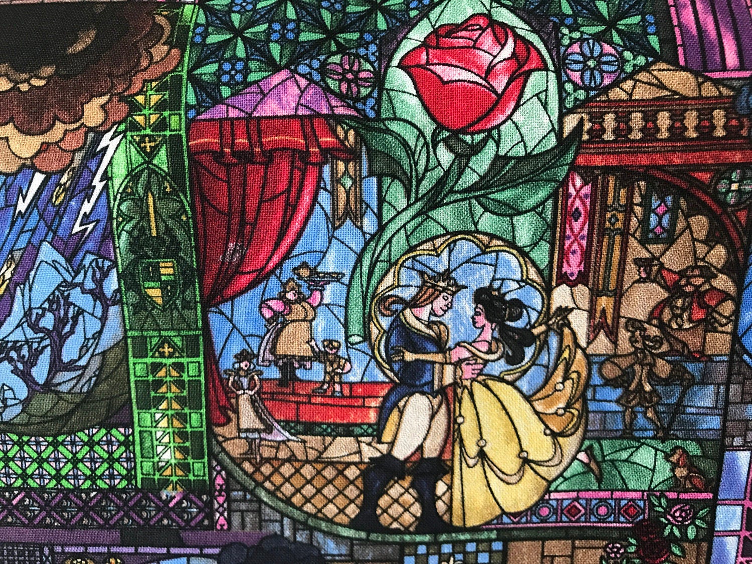 Disney Princess Beauty and the Beast Stained Glass Belle Etsy