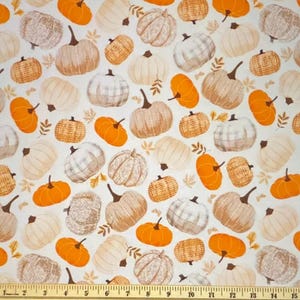 Pumpkin fabric, fall fabric, autumn fabric, neutral colored pumpkins, Thanksgiving inspired fabric, pumpkin patch, pumpkins