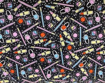 Black cosmetic beauty makeup fabric, cotton fabric,  makeup fabric