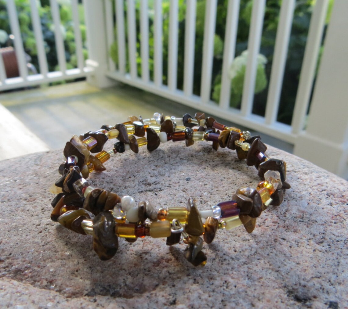 Brown Beaded Bracelet Etsy