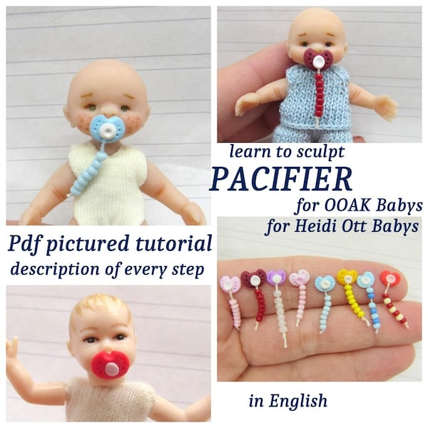 PDF E-Pattern: miniature PACIFIER for Ooak Baby / Heidi Ott Baby - in ENGLISH - miniature dummy