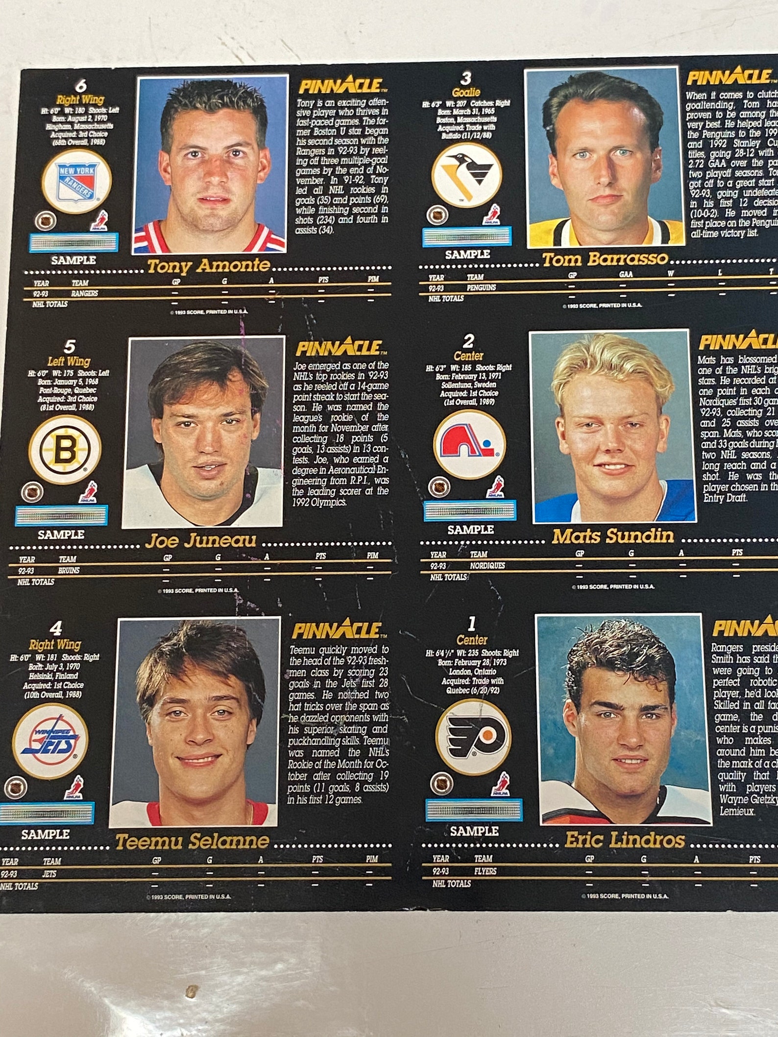 Hockey trading card uncut card 6 cards Etsy