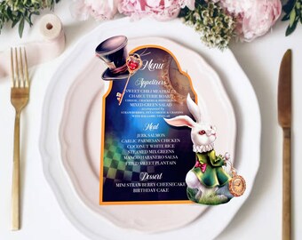 Alice in Wonderland Charger Plate Insert, Menu Card, Decoration, Plate Charger card, Charger insert Alice Through the Looking Glass
