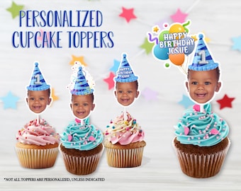 Custom Photo Cupcake Toppers  Name & Message