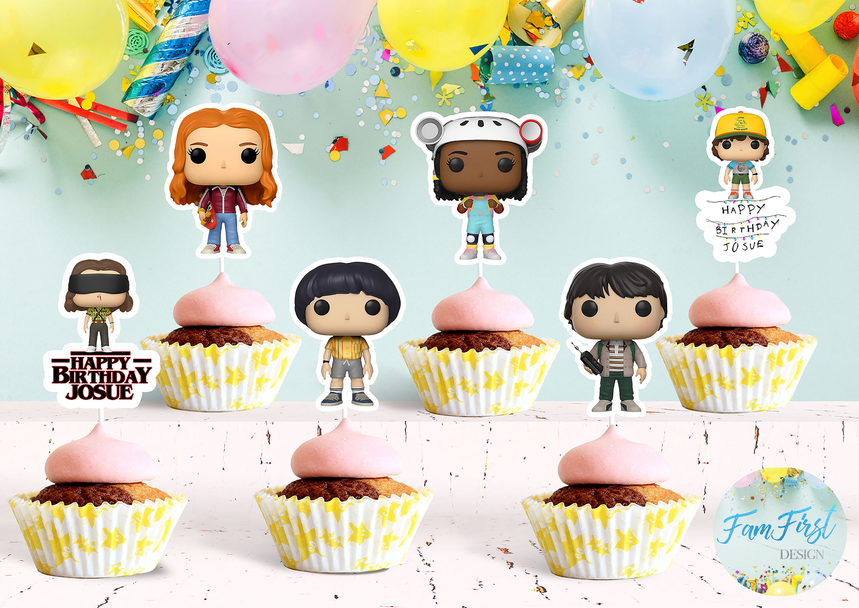 Stranger Things Cupcake Topper Personalized & Double Sided Etsy