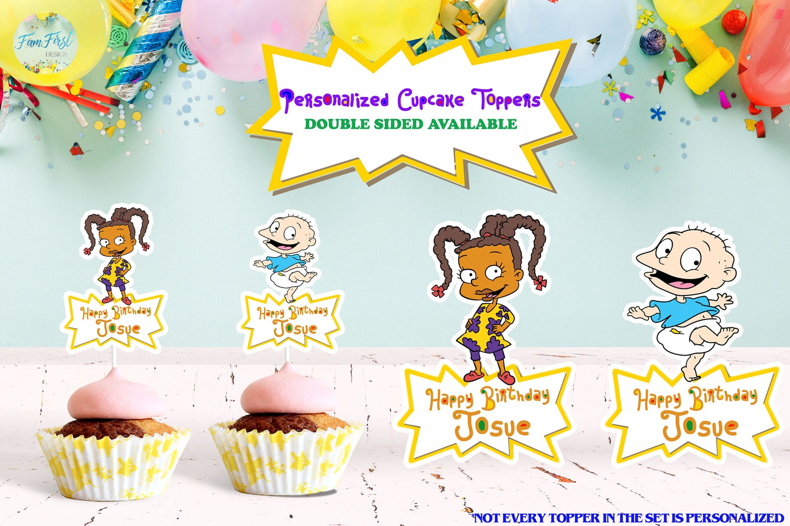 Rugrats Cupcake Toppers Rugrats Personalized & Double Sided Etsy