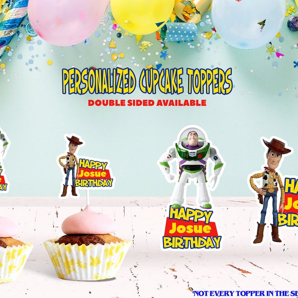 Toy Story Cupcake Topper Toy Story Personalized Cupcake Topper Toy Story Double Sided Cupcake Topper Set of 6 or 12