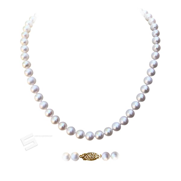 AAA Grade Pearls And14K Gold Necklace, Freshwater Cultured Pearls In Solid Gold Clasp Necklace, Real Pearl Necklace, Bridal Necklace