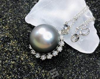 Sterling Silver Ring W Beautiful 12.0mm Genuine TAHITIAN South Sea PEARL #SR227