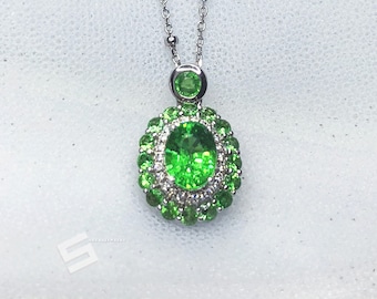 5x3mm Shocking Green Natural Tsavorite Garnet Ring in 925 Silver