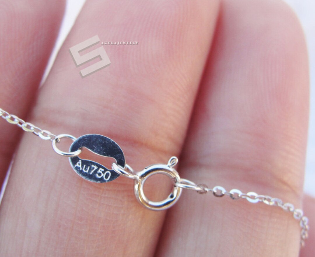 18KT Solid Gold Chain Necklace,18 Inches, 0.8MM White Gold or Yellow Gold Necklace, 16, 18,19.5