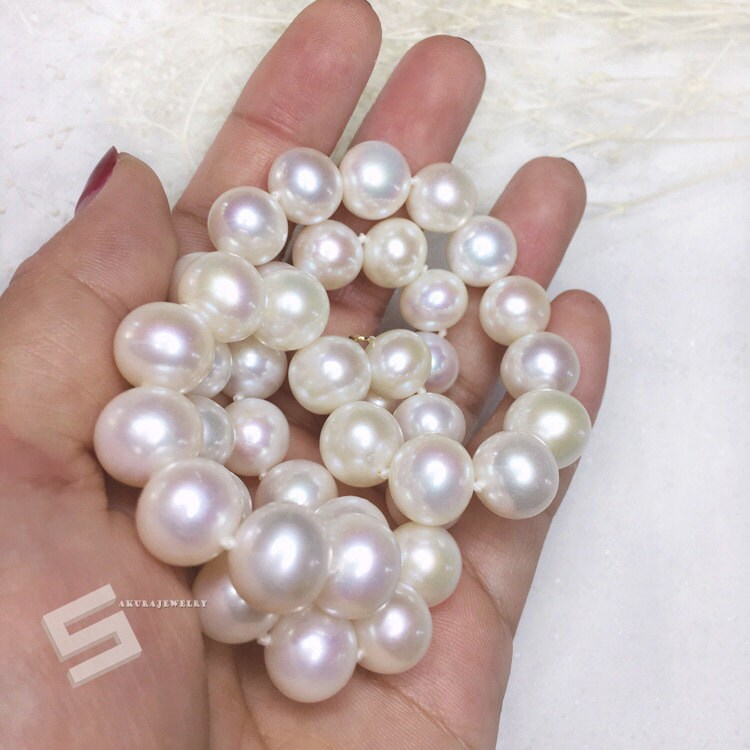 Collier De Perles D'eau Douce BR11 - 51 Cm - Perles De 11 à 14 Mm - Neuf Sans Emballage