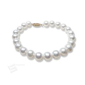 AAA Grade Pearls Gold Bracelet, 8-9MM Freshwater Cultured Pearls In 14KT Solid Gold Clasp Bracelet, Real Pearls Bracelet, Gift For Her